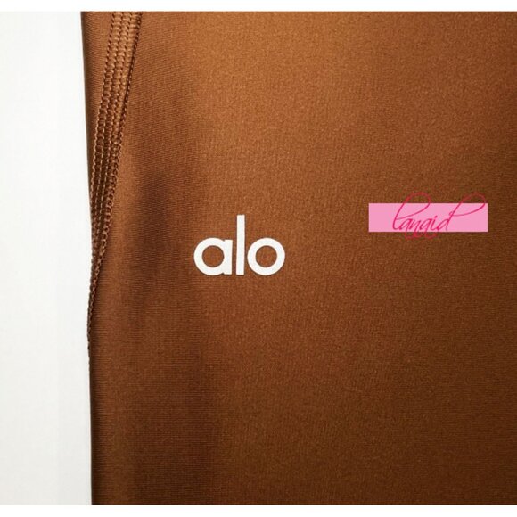 Alo Airlift High-Waist 7/8 Charmer Leggings Cinnamon Brown Belted Hi-Rise Tights - Picture 10 of 14